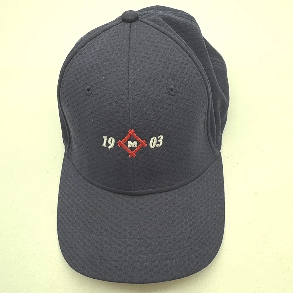 Cap America Golf Navy Blue Mesh Stretch Fit Hat Embroidered 19 M 03 Logo L XL